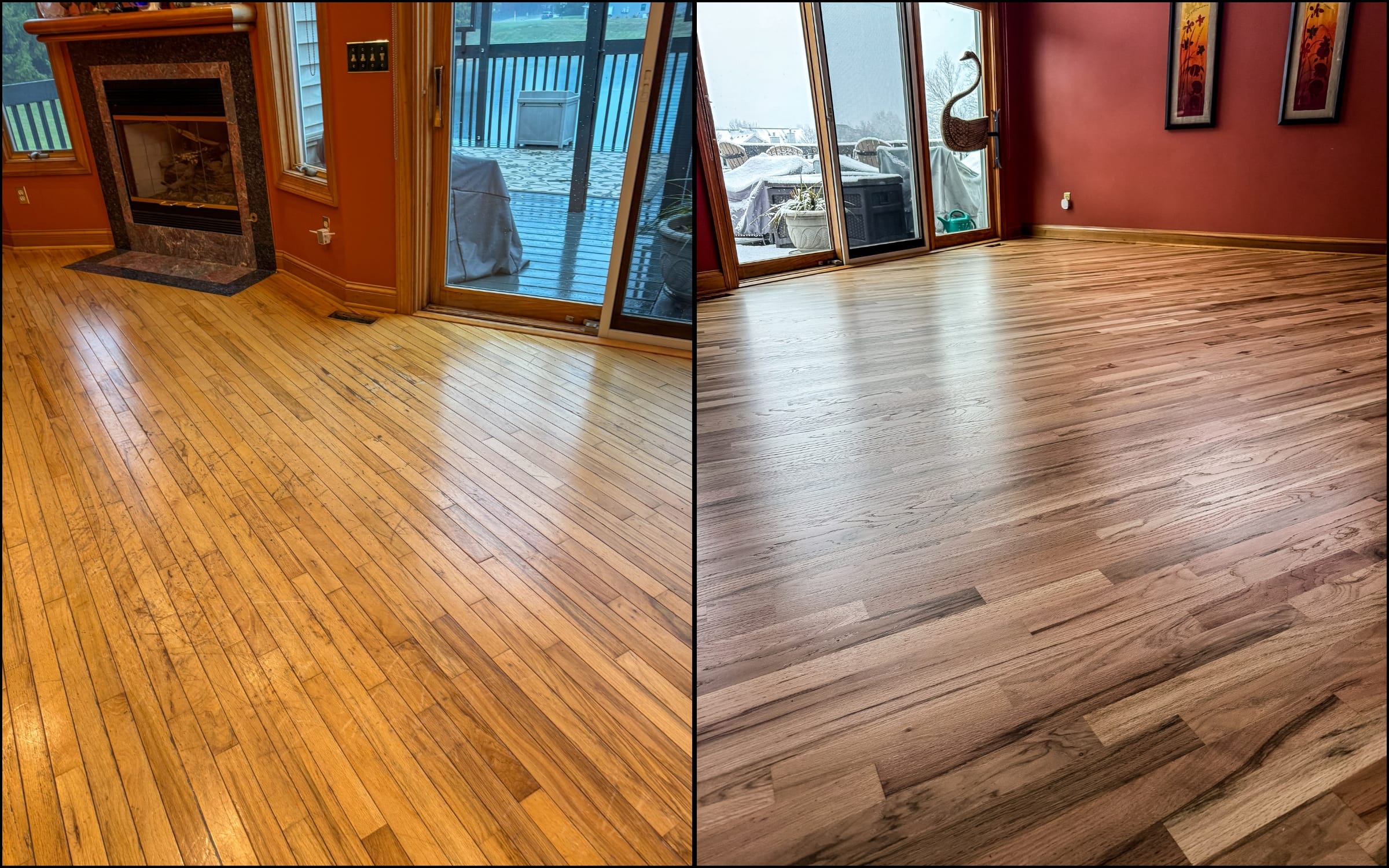 Home Sanding And Finishing Before And After Picture.